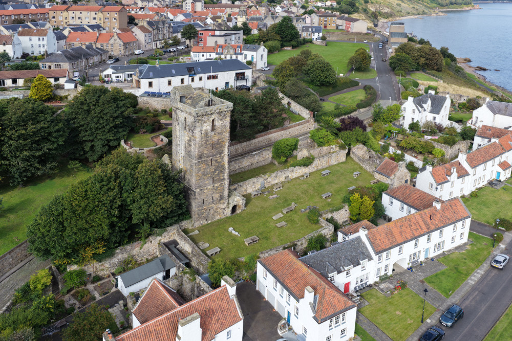 Dysart Harbour, St Serf's Tower and Stuart Birthplace, licensable aerial photograph