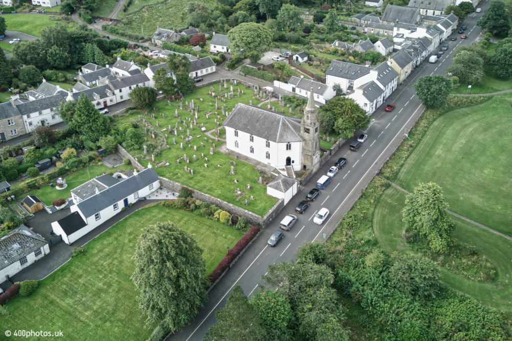 Eaglesham Church, East Renfrewshire, aerial photograph