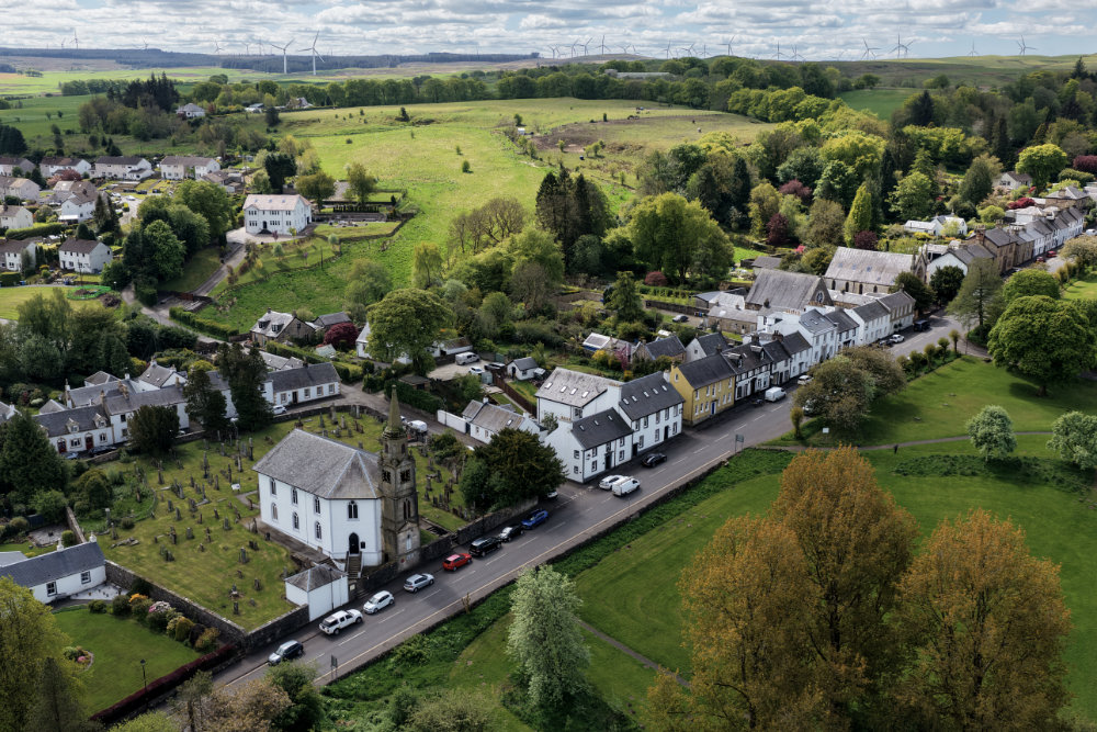 Eaglesham Church, East Renfrewshire, aerial photograph