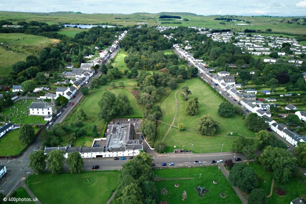 Eaglesham village, East Renfrewshire, aerial photograph