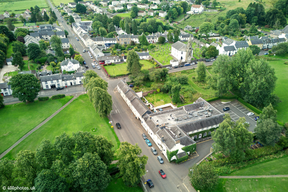 Eaglesham village, East Renfrewshire, aerial photograph