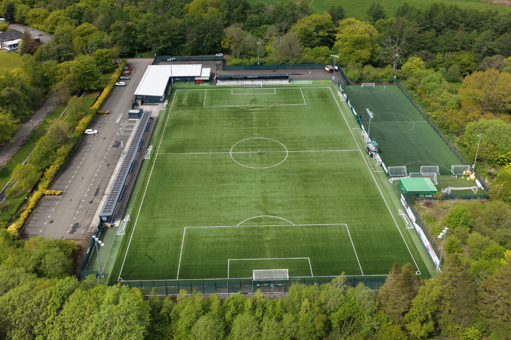 The home ground of East Kilbride F.C., East Kilbride, aerial photograph