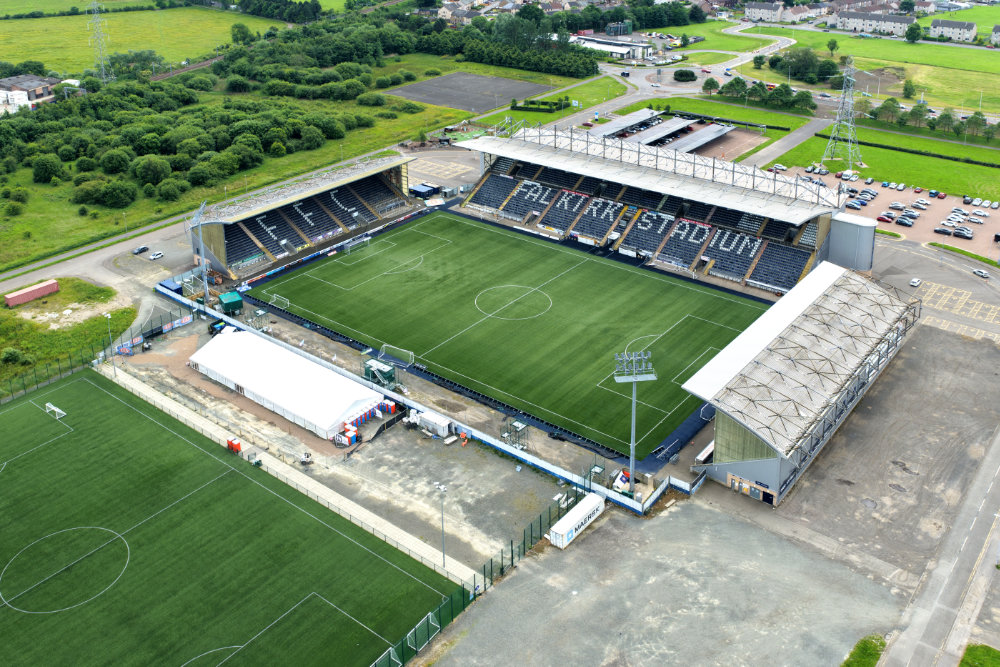 Falkirk Stadium, Falkirk Football Club, Falkirk, Scotland, licensable aerial photograph