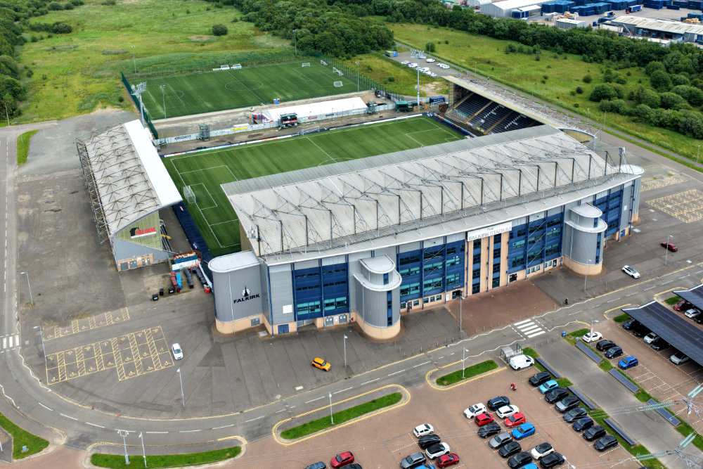 Falkirk Stadium, Falkirk Football Club, Falkirk, Scotland, licensable aerial photograph
