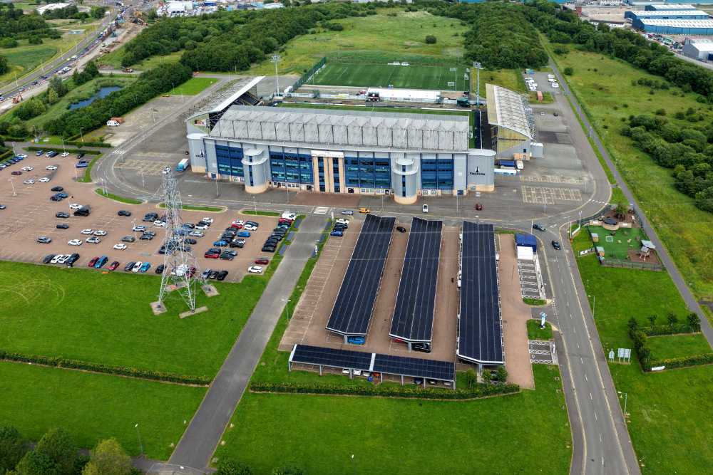 Falkirk Stadium, Falkirk Football Club, Falkirk, Scotland, licensable aerial photograph