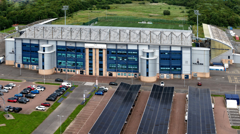 Falkirk Stadium, Falkirk Football Club, Falkirk, Scotland, licensable aerial photograph