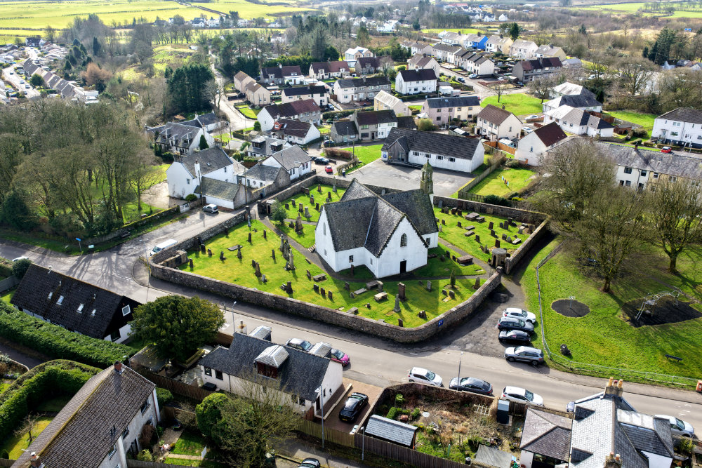 Fenwick Church, East Ayrshire, aerial photograph