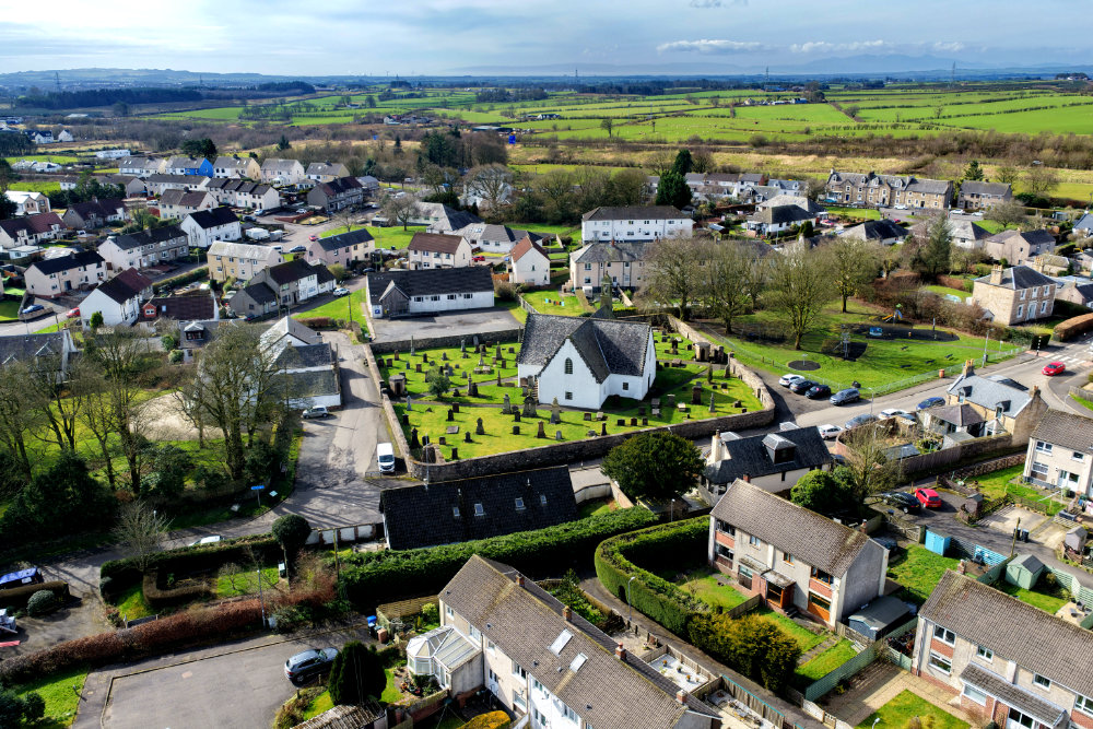 Fenwick Church, East Ayrshire, aerial photograph