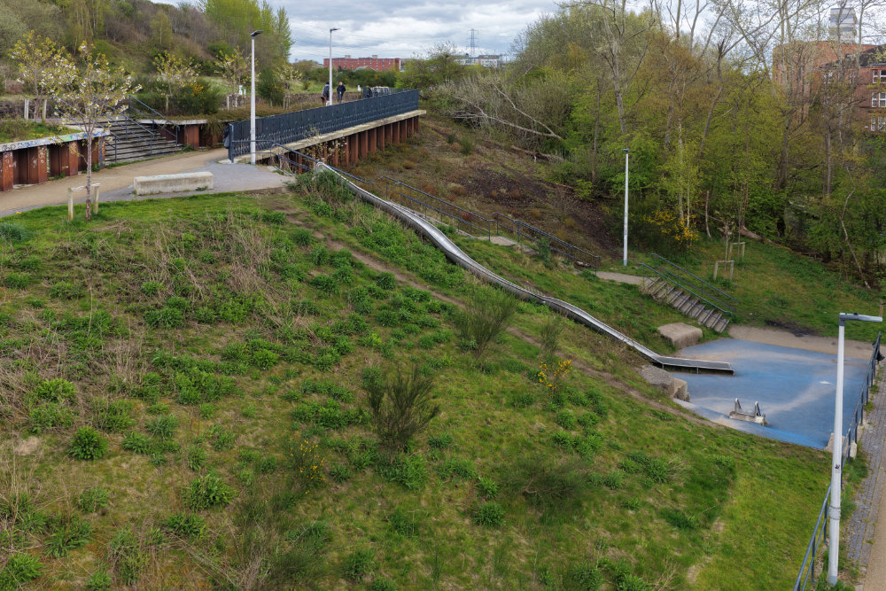 Glasgow Canal Slide, Maryhill, aerial photograph