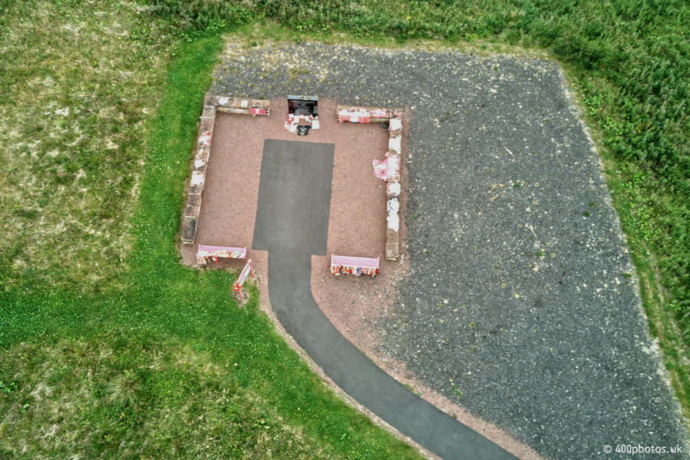 Bill Shankly Memorial, Glenbuck Heritage Village, Ayrshire, aerial photograph