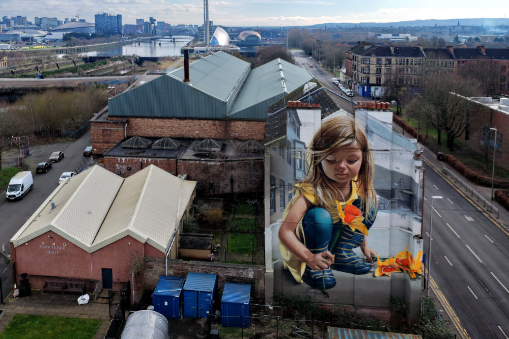 Govan Road Mural - Napier Street, Govan, Glasgow aerial photograph