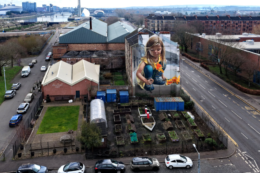 Govan Road Mural - Napier Street, Govan, Glasgow aerial photograph