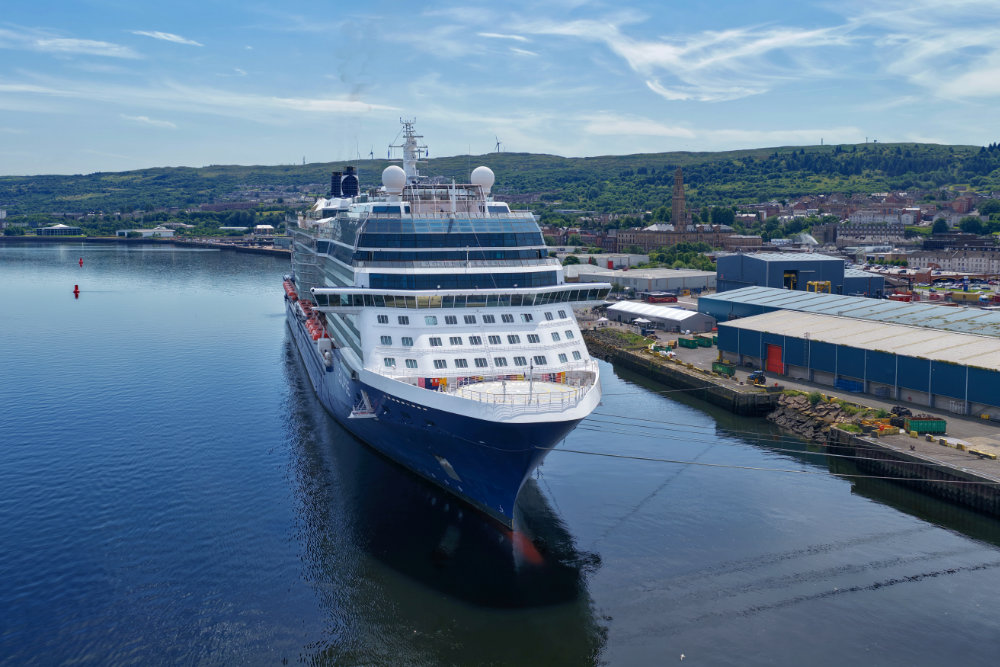 Celebrity Eclipse, Greenock Cruise Terminal, licensable aerial photograph