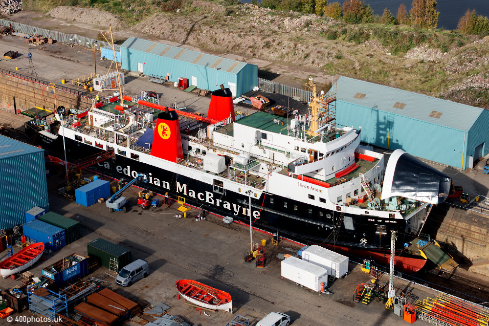 M.V. Isle of Arran, Dry Dock, Greenock, aerial photograph