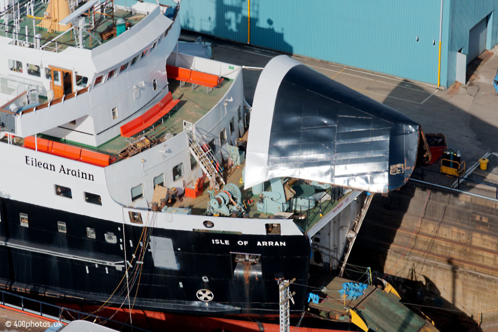 M.V. Isle of Arran, Dry Dock, Greenock, aerial photograph