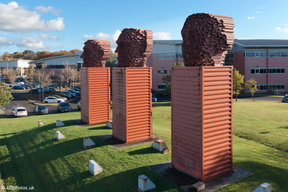 The Three Heids, Holytown by the M8, aerial photograph