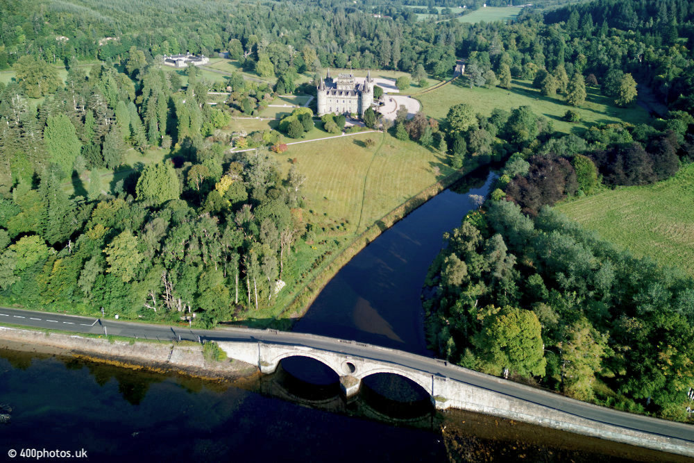Inveraray Town and Inveraray Castle, Argyll and Bute, aerial photograph