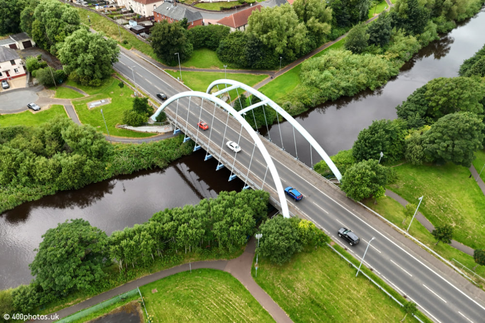 Foulertoun Arches Bridge, Irvine, Ayrshire, aerial photograph