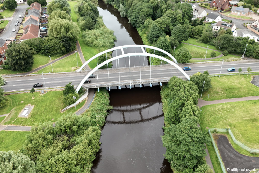 Foulertoun Arches Bridge, Irvine, Ayrshire, aerial photograph