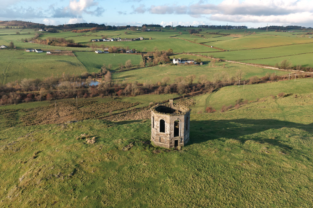 Kenmure Hill Temple, Howwood, Renfrewshire, aerial photograph