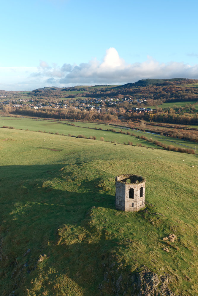 Kenmure Hill Temple, Howwood, Renfrewshire, aerial photograph