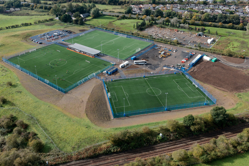 Billy Bowie Park, Kilmarnock, East Ayrshire, Scotland, licensable aerial photograph
