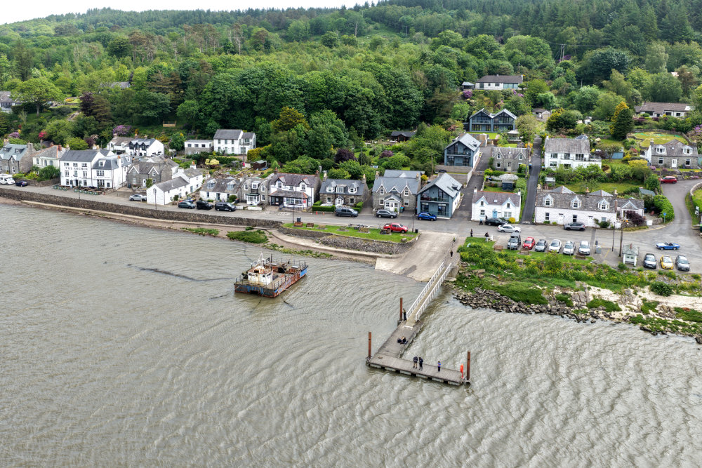 Kippford village, Solway coast, Dumfries and Galloway, licensable aerial photograph