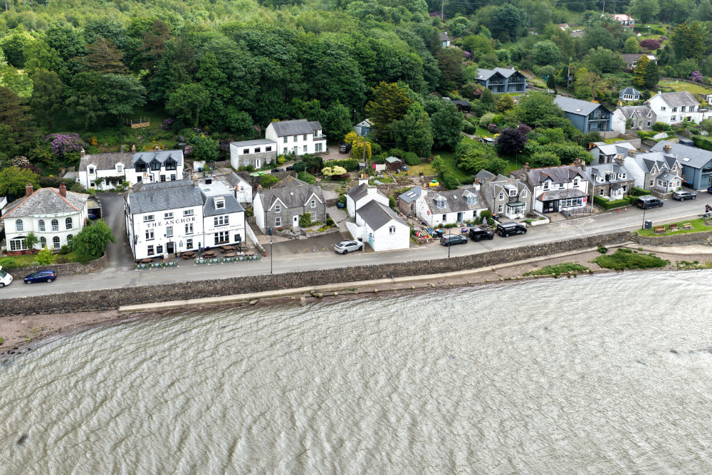 Kippford village, Solway coast, Dumfries and Galloway, licensable aerial photograph