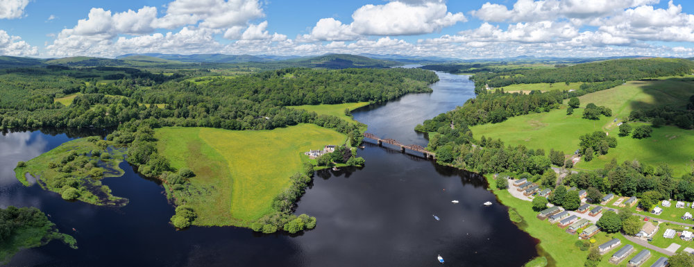 Loch Ken Viaduct by the River Dee, a licensable aerial photograph