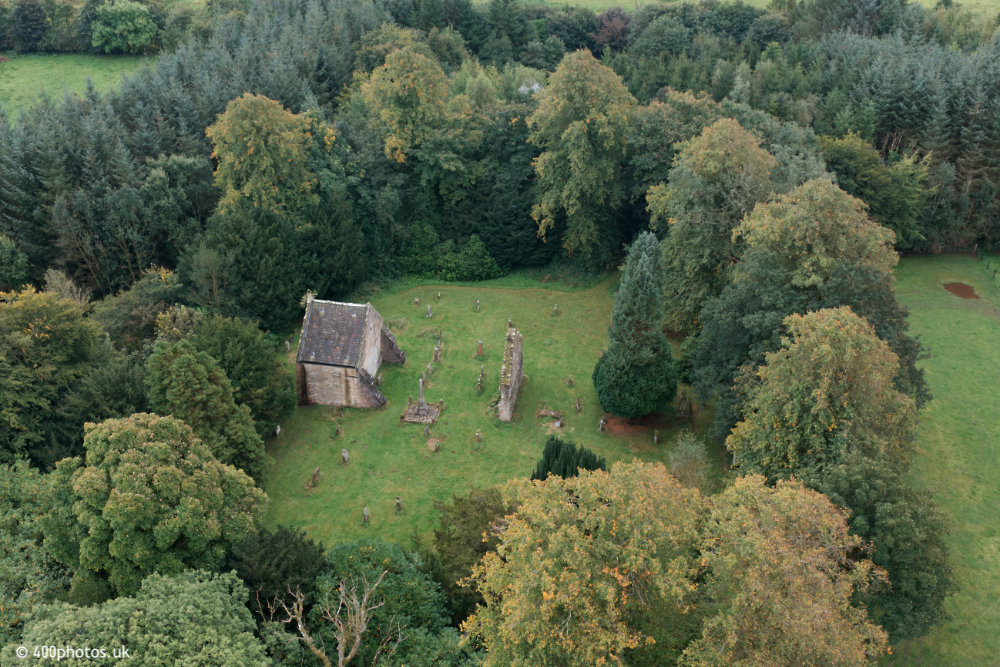 Loudoun Kirk, by Galston, Ayrshire, aerial photograph