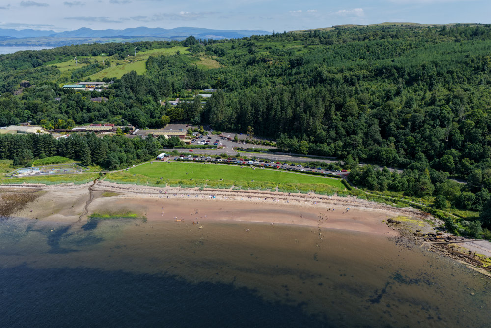 Lunderston Bay, north of Inverkip in Inverclyde, licensable aerial photograph