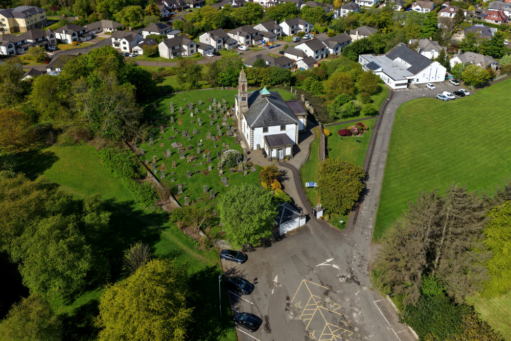Mearskirk Church, East Renfrewshire, aerial photograph