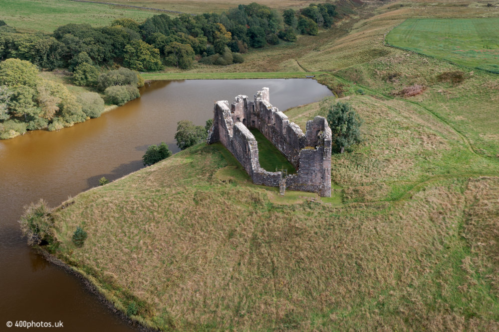 Morton Castle - Dumfries & Galloway, aerial photograph
