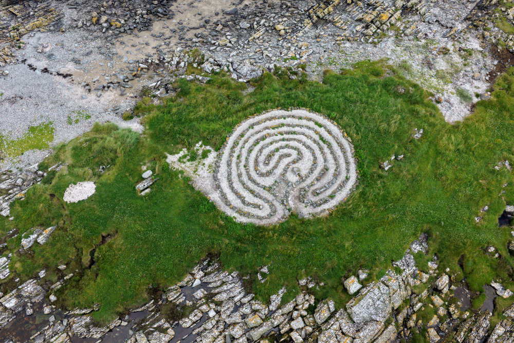 Mossyard Labyrinth, Wigtown Bay, Dumfries and Galloway, licensable aerial photograph