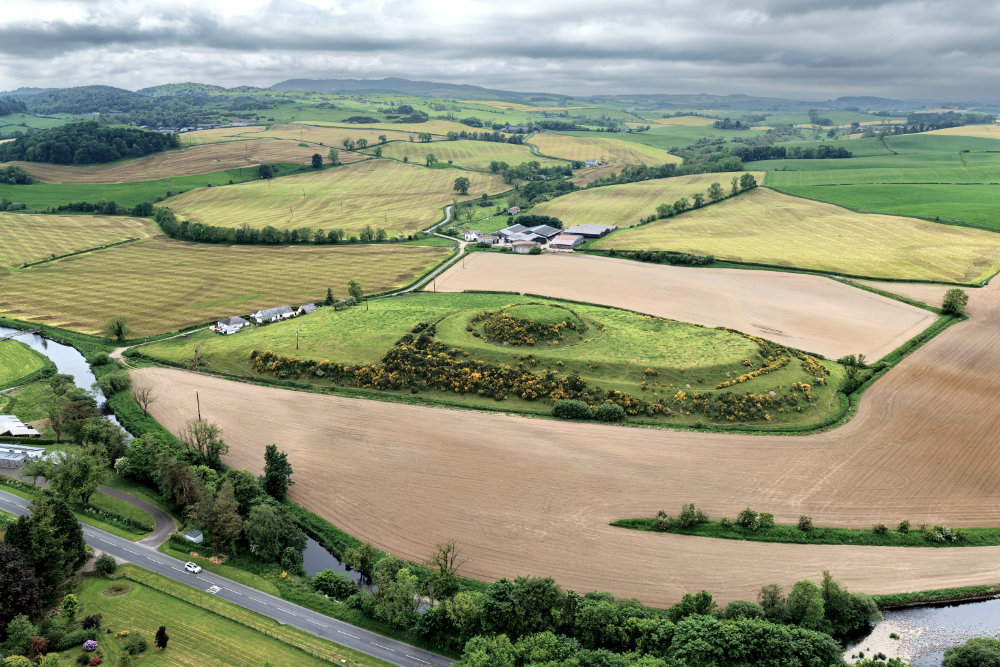 Mottte of Urr, Dalbeattie, Dumfries and Galloway, licensable aerial photograph