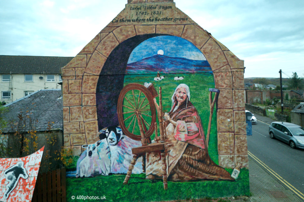 Muirkirk Mural, East Ayrshire, aerial photograph