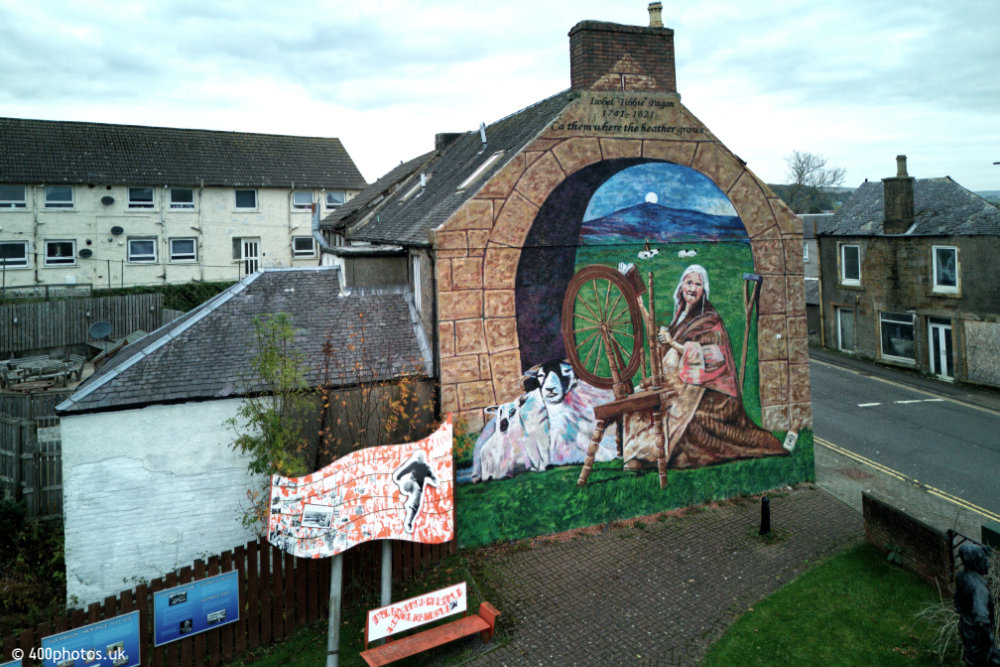 Muirkirk Mural, East Ayrshire, aerial photograph