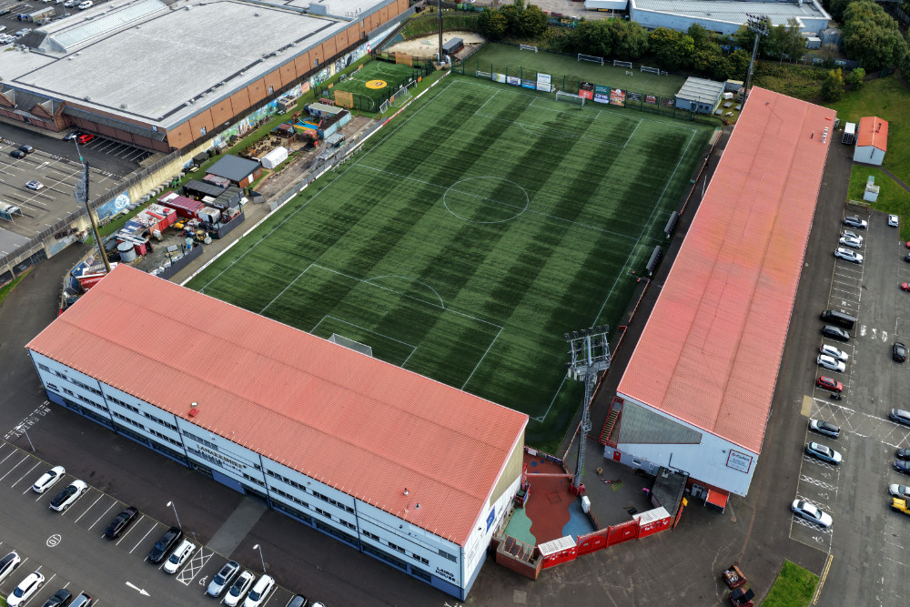 New Douglas Park, Hamilton, South Lanarkshire, Scotland, licensable aerial photograph