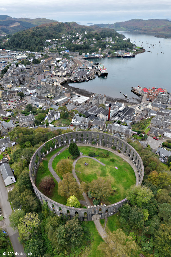 McCaig's Tower, Oban, Argyll and Bute, aerial photograph