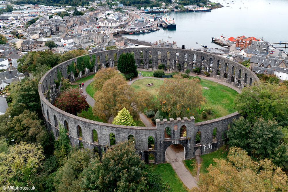 McCaig's Tower, Oban, Argyll and Bute, aerial photograph