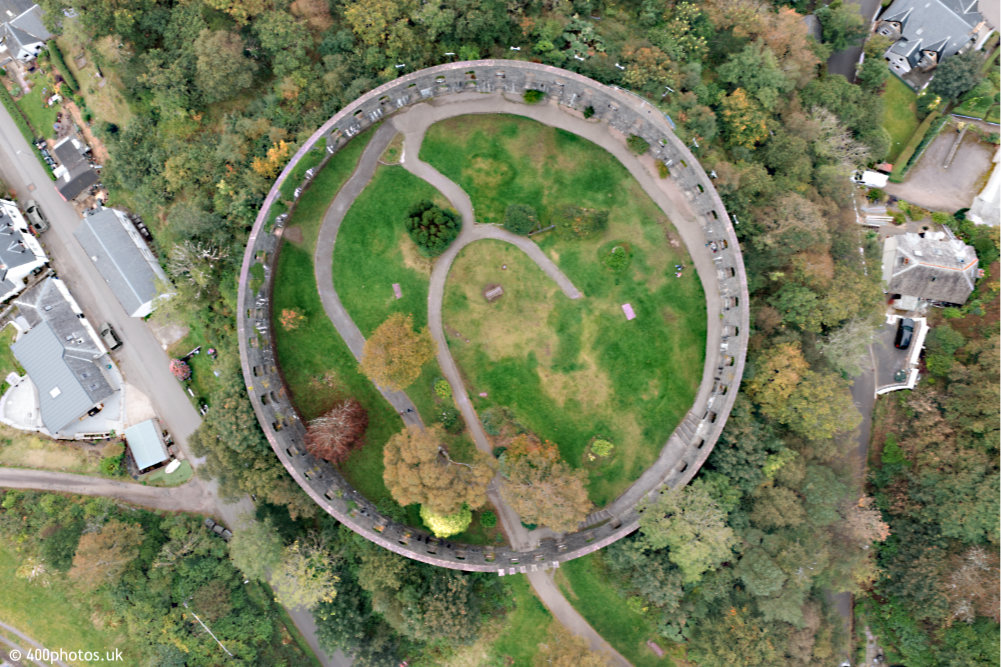 McCaig's Tower, Oban, Argyll and Bute, aerial photograph