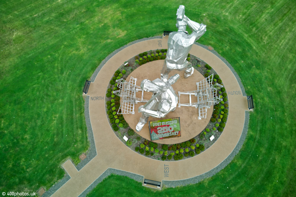 Shipbuilders Sculpture, Port Glasgow, Inverclyde - aerial photograph