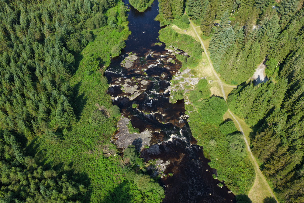 The Otter Pool, Raiders' Road, Galloway Forest Park, licensable aerial photograph