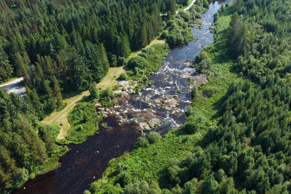 The Otter Pool, Raiders' Road, Galloway Forest Park, licensable aerial photograph