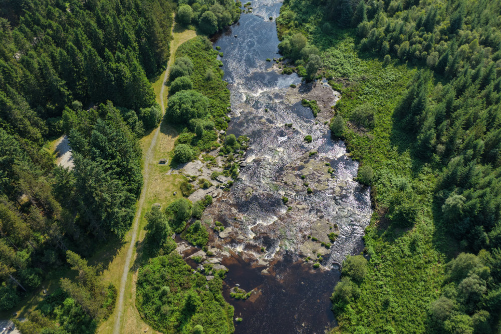 The Otter Pool, Raiders' Road, Galloway Forest Park, licensable aerial photograph