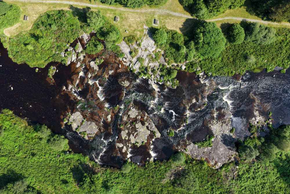 The Otter Pool, Raiders' Road, Galloway Forest Park, licensable aerial photograph