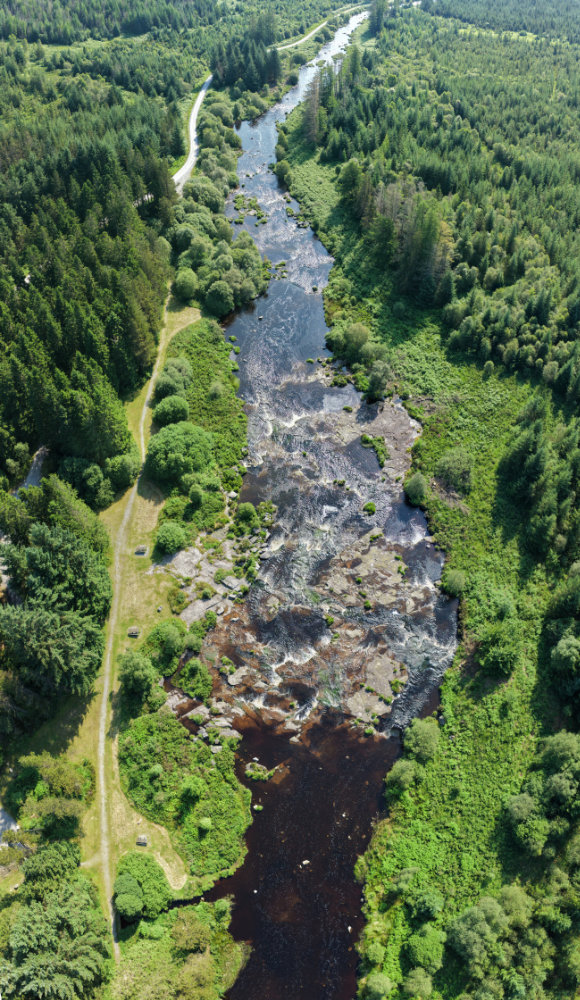 The Otter Pool, Raiders' Road, Galloway Forest Park, licensable aerial photograph