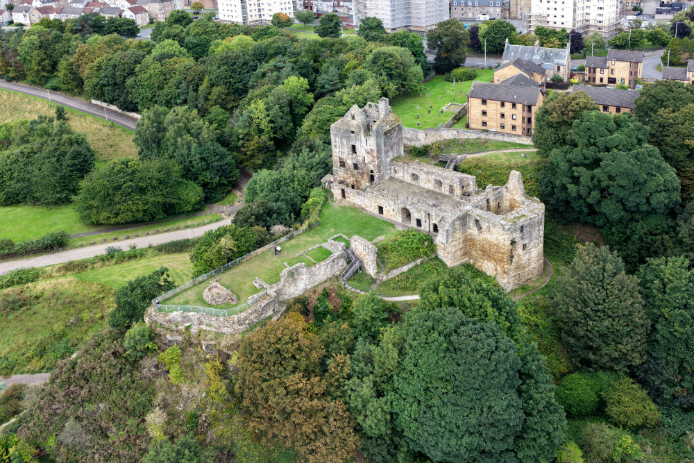 Ravenscraig Castle,  Kirkcaldy, Fife, licensable aerial photograph