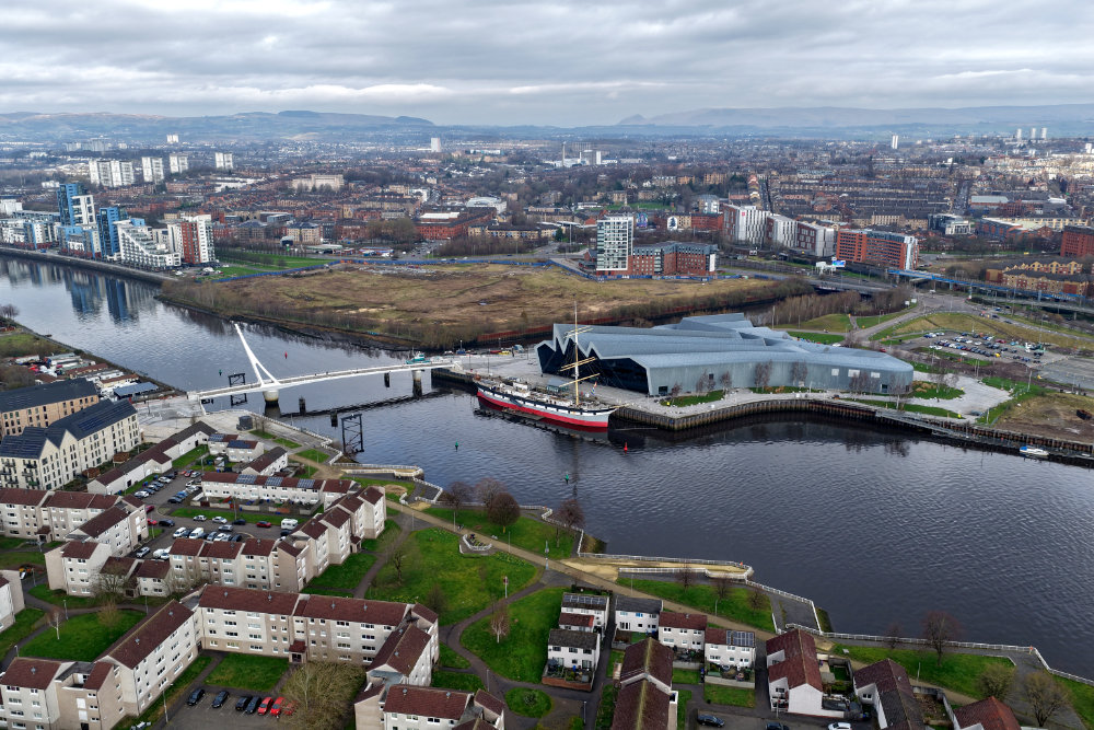 Riverside Museum, Partick, Glasgow, aerial photograph