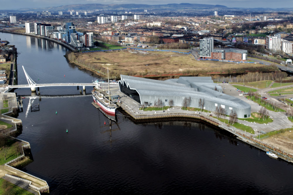 Riverside Museum, Partick, Glasgow, aerial photograph